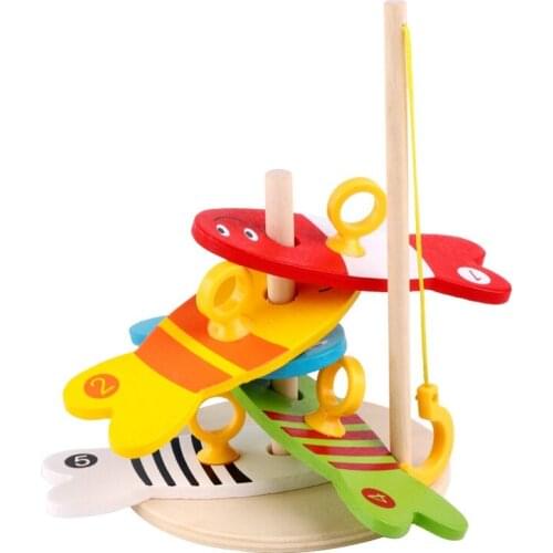 Wooden Digital Fishing Pole Game Baby Kids Fishing Nest Game Digital Fishing Wooden Fishing Sets Educational Toy