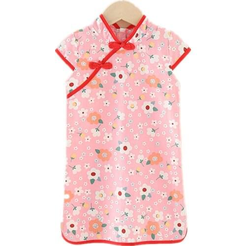 Baby Girl Dress Summer Girls Chinese Style Cheongsam Infantile Dresses Cotton Childrens Clothes Kids Clothing Princess Costume