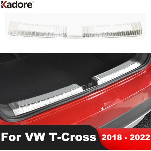 For VW For Volkswagen T-Cross 2018 2019 2020 Steel Inner Rear Bumper Trunk Protector Sill Plate Guard Cover Trim Car Accessories