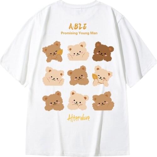 Hip Hop Tees T-Shirt Chinese Style Cartoon Print Harajuku Loose Men T Shirt Casual 2021 Summer New Oversized Streetwear Tops