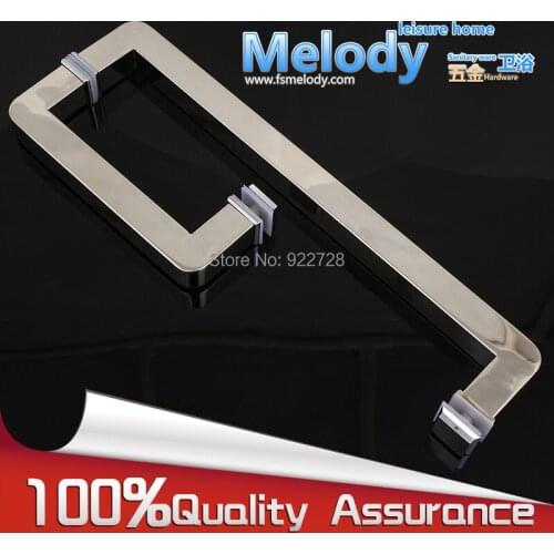 H007LR Frameless Bath room Shower glass Door Square tube Handle L shape with R 304 stainless steel polish Chrome