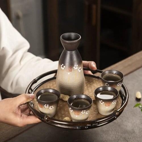 Ceramic Wine Set Sake Pot Wine Cup Bar Set Home Decor Drinkware Set Sake Pot Wine Cup Wedding Gifts Antique Firewood Shochu Set