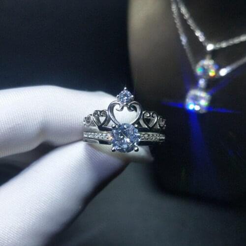 Geoki Perfect Cut Queen Star Moissanite Rings Sets Women 925 Sterling Silver Heart Princess Excellent White D Color Gem Ring