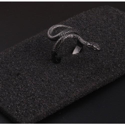 Fashion Punk Animal Ring Gothic Black Silver Metal Snake Rings Gor Men Adjustable Unisex Rings Jewelry Drop Shipping