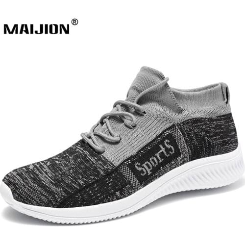 Fashion Outdoor Sneakers Men Knitting Walking Shoes Lightweight Non-slip Flats Breathable Casual Sport Jogging Training Fitness