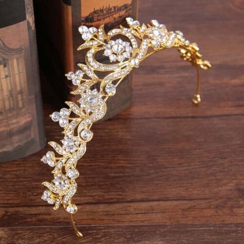 Hot Fashion Wedding Bridal Prom Jewelry Golden Apple Shape Flower Tiara Crown Crystal Headband BN