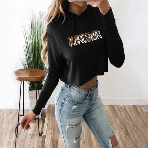 Maneskin Fashion Printed Hoodies Women Sexy Short Long Sleeve Hooded Sweatshirts Unisex Casual Streetwear Clothes