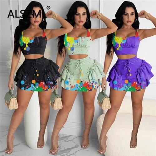 Young Party Lady Fashion O Neck Sleeveless Crop Top And Hot Short 2 Pieces Set Sexy Tight Club Tracksuits