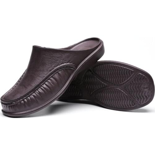 Mens Summer Casual Half Drag Slippers Men Slip on Lazy Loafers Soft Breathable House Walking Shoes Plus Size