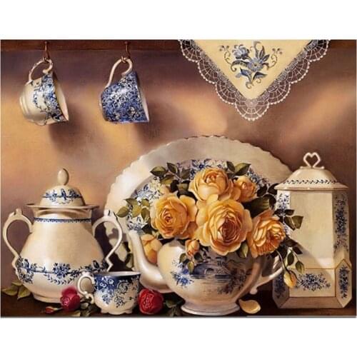 5d Diy Diamond Painting Kitchen Cutlery Rhinestone Diamond Mosaic bead Embroidery kits Full Square round Wall Sticker