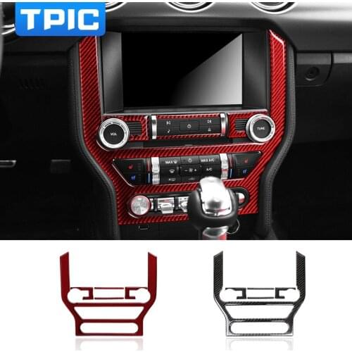 For Ford Mustang Carbon Fiber Car-styling Stickers And Decals Central Control Panel Interior Trim Cover 2015-2019 accessories