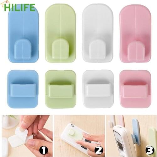 Adhesive Tape Hanger Wall Storage Remote Control Holder Sticky Hook Set 4pcs/set ABS