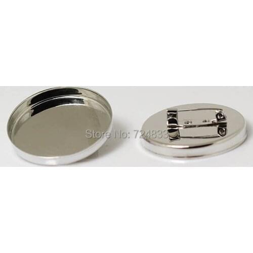New Silver Plated Brass Blank Brooch Base Round Deep Wall Bezel cups Cabochon Brooches Pins Back Settings DIY Findings Wholesale
