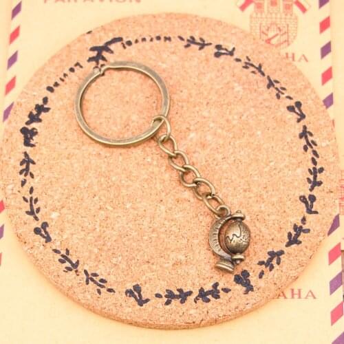 New Fashion Bronze Pendant Metal Key Chains Accessory,28mm Key Ring Vintage tellurian globe Keychain