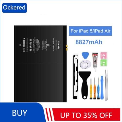 Ockered 8827mAh Original Tablet Battery for IPad 5 IPad Air Replacement Battery for IPad5 A1484 A1474 A1475 with Free Tools