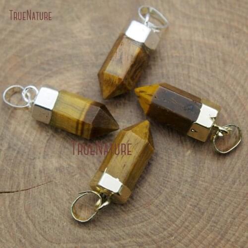 Top Grade Necklace Charm Tiny Bullet Shape Chic Petite Pencil Point Pendant With Gold Silver Copper Cap In 20*6 mm PM9785