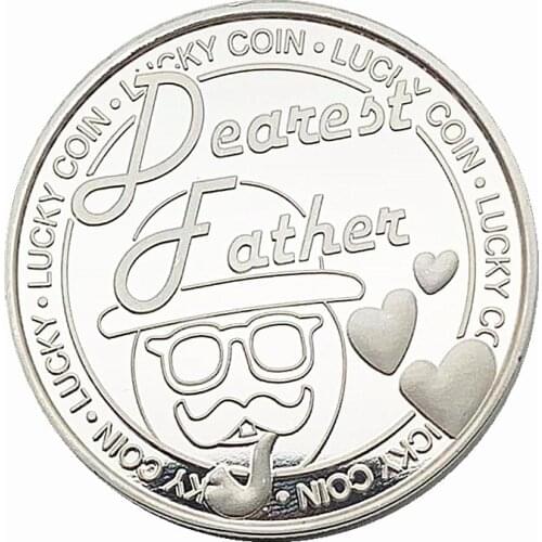 1PCs Father Fathers Day Gift Clover Gift Lucky Coin Love Blessing Commemorative Coin Collection Craft Decoration Display