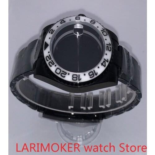 Suitable for Mingzhu 8215 40mm sapphire glass 904L stainless steel case sealing bottom cover, with bezel white
