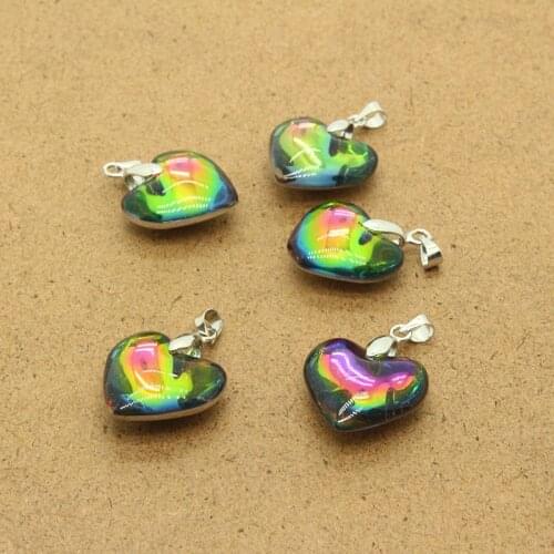 2pcs 27x20mm Bulging Glass Love Heart Charms Colorful Lover Necklace Keychains Pendant Decor Accessory Couple Jewelry Make