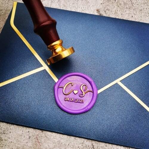 Custom Two initials with date Wax Seal Stamp,Custom Wax Seal Stamp,wedding invitation seals,wedding gift,personalised wood stamp