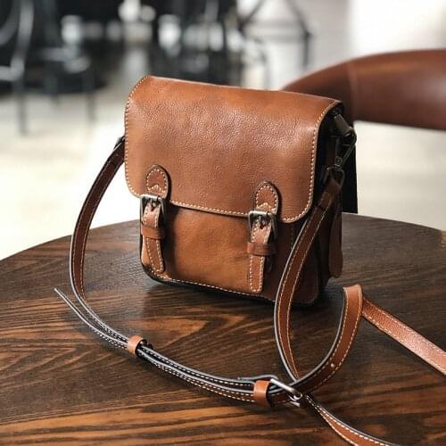 Retro Cambridge bag 2021 new postman bag leather Korean fashion institute wind one-shoulder cross-slung female bag