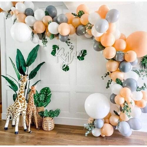 Blush Peach Gray and White Balloon Garland Arch Kit for Wedding Birthday Graduation Party Background DIY Globos Decorations
