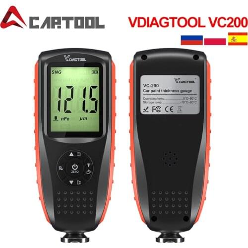 VDIAGTOOL VC200 Car Thickness Gauge for Cars Paint Coating VC300 Car Paint Tester With LCD Backlight Display PK vdiagtool vc100