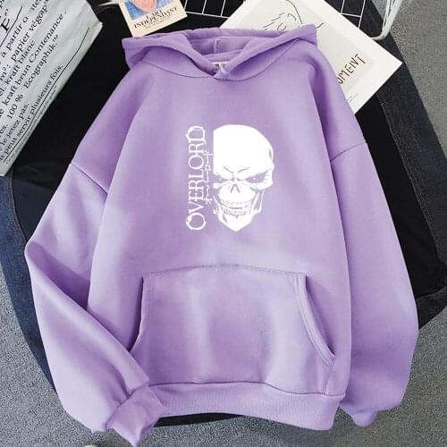 Momonga Overlord Japan Anime Hoodies Fashion Manga Skull Gothic Graphic Hoody Men Harajuku Winter Long-Sleeved Loose Sweatshirts