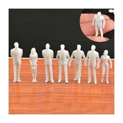 All stand in the mini white paint model data and data 0 scale model train passengers park street people 1/200