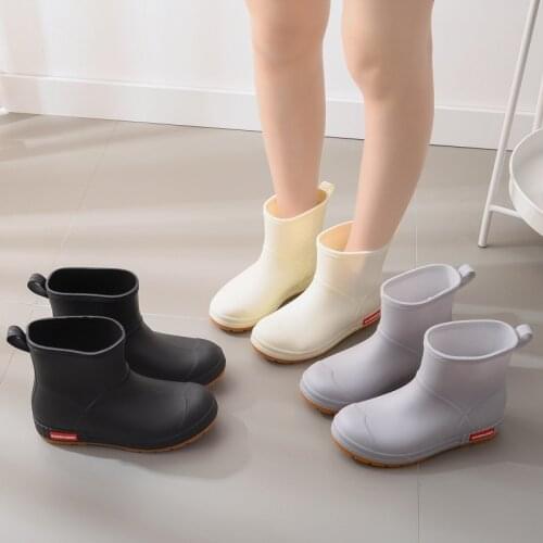 2021 Non-slip Ankle Boots Woman Waterproof Rubber Shoes Rain Boots for Women Solid Color Ankle Rainboots Female Footwear