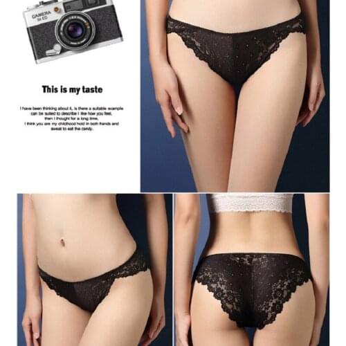 Female Low-Rise Solid Sexy Briefs of Womens Erotic Lace Underwear Transparent Breathable Intimates Panties for Sex