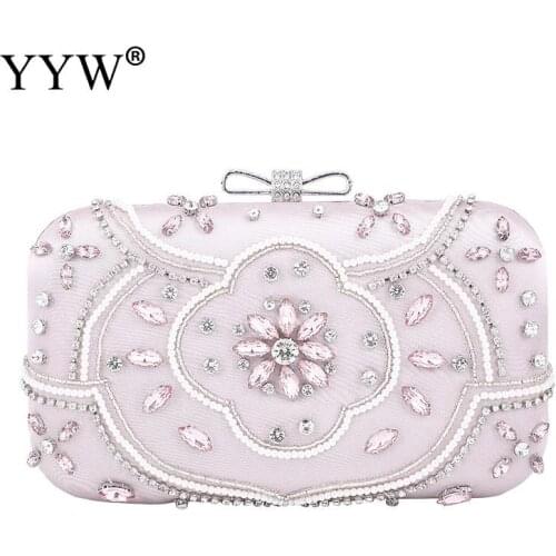 Womens Evening Clutch Bag Party Purse Luxury Wedding Clutch For Bridal Exquisite Crystal Ladies Handbag Apricot Silver Wallet