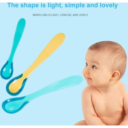 1pc 2 Colors Portable Baby Feeding Sensory Spoon Soft-headed Spoon Feeding Medicine Spoon For Newborn Baby Cute Training Spoon