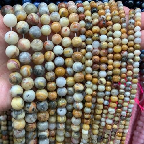 4-12mm Natural Yellow Grazy Agate Beads 15'' Round DIY Loose Beads For Jewelry Making Beads Bracelet Necklace For Women Gift