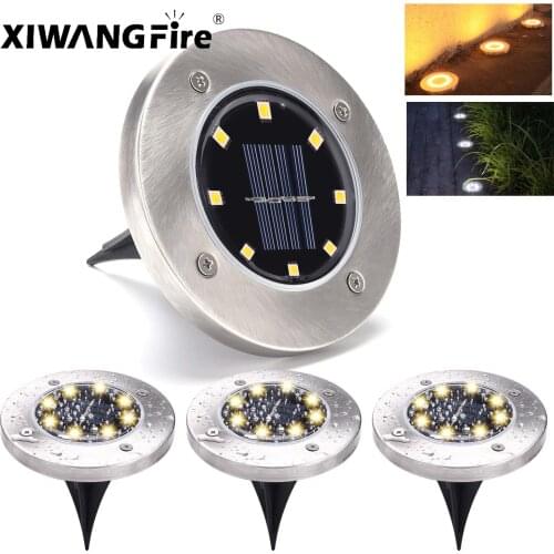 4 pack Solar Garden Lights 8/10/12LED Solar Ground Lights Waterproof Light Underground Sensing Landscape Lights for Lawn Pathway
