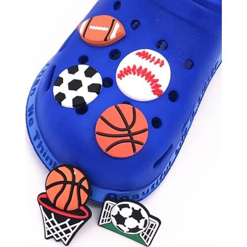 50Pcs Sports Volleyball Football Basketball Baseball Shoe Accessories Shoe Buckle Shoe Charms for Shoes Kid Gift