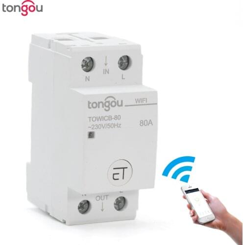 WiFi Circuit Breaker Remote Control by eWeLink APP Voice Control With Amazon Alexa Google Home 36mm Din Rail Main Switch TONGOU