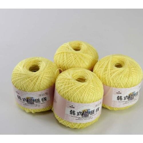 Free Shipping 4Balls X50g New Soft Hand Knitting High quality soft 100% Cotton Crocheted Yarn 16114-4 Lemon Yellow