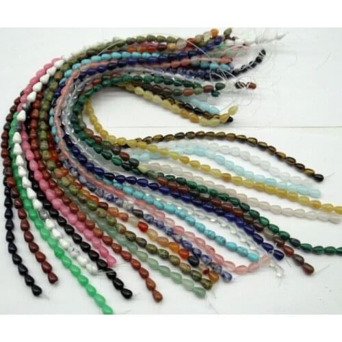 6*9mm Natural stone Quartz crystal Turquoises tiger eye Opal Teardrop beads for Diy Jewelry Making Necklace Accessories44pcs