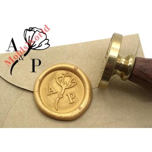 Flower Initials Wax Seal Stamp Personalized Wedding Invitation Seal Wax Stamp
