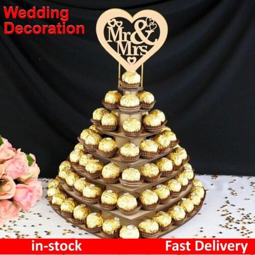 Mr & Mrs Wooden Chocolate Candy Heart Wedding Centrepiece Display Stand Holder Party Decoration Home Engagement Gifts