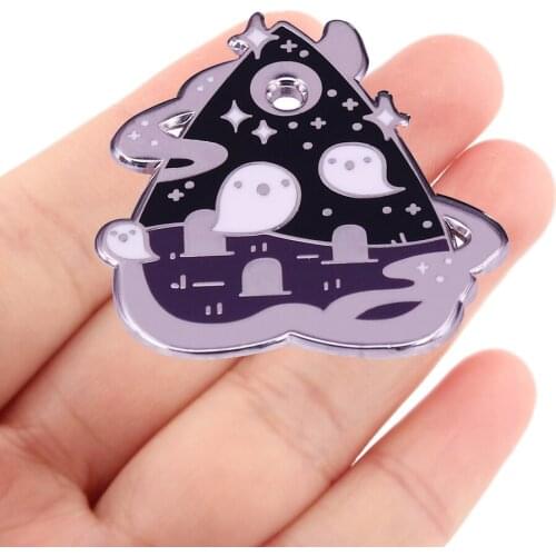 DZ2023 Unique Cartoon Ghost Divination Board Halloween Enamel Pin Brooch Backpack Collar Hat Badge Woman Men Lapel Jewelry Gifts