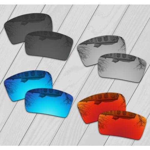 E.O.S 4 Pairs Black & Silver & Ice Blue & Fire Red Polarized Replacement Lenses for Oakley Eyepatch 2 OO9136 Sunglasses
