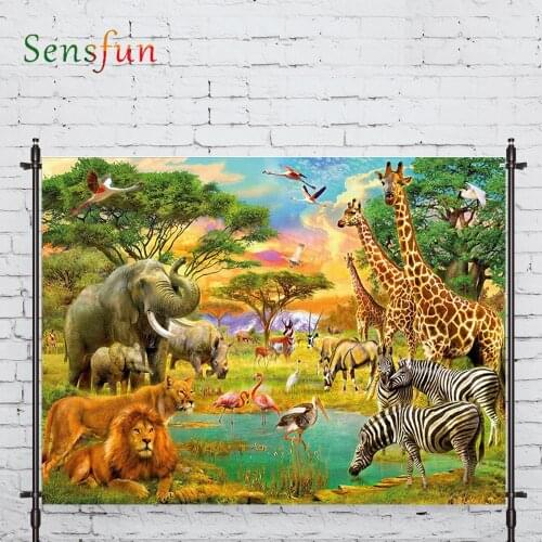 LEVOO Background For Photo Studio Grassland Natural Wild Animal Scenery Photocall Photobooth Decor Studio Custom Shoot Prop