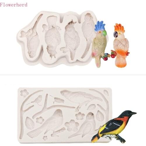 Bird Fondant Cake Mold Parrot Branch DIY Baking Mold Chocolate Mold Cake Decoration Silicone Mold Handmade Soap Mold Pastry Tool