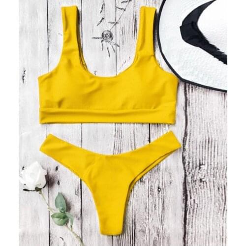 #H30 Fashion Swimwear Women Sexy Bikini Set Pure Color Swimsuit Bikini Push Up Padded Biquini Beachwear Two Piece Bikinis 2020