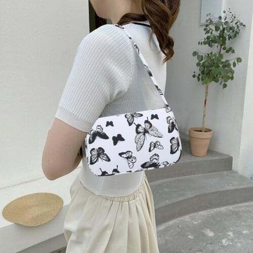 Animal Pattern Print Canvas Shoulder Underarm Bag Vintage Ladies Small Purse Handbags Casual All-match Fashion Women Square Bags