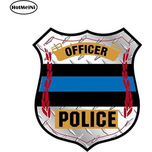 HotMeiNi 13cm x 11.5cm Thin Blue Line Badge Diamond Window Decal Police Law Enforcement Car Styling Car Sticker