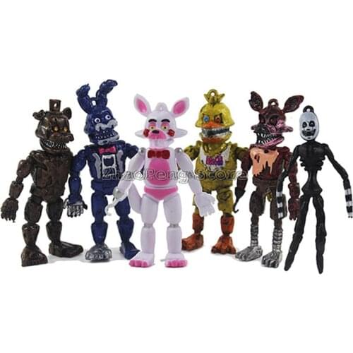 3.5 Inch Game FNAF Five Nights Midnight Toy Bear Keychain Action Figure Toys Foxy Chica PVC Model Dolls Kids Gift