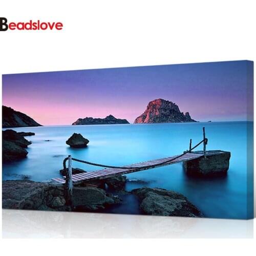 Blue Ocean Sea Beach Coastal Decor,large size, diamond painting,embroidery diamonds,diamond mosaic,cross stitch,square,round